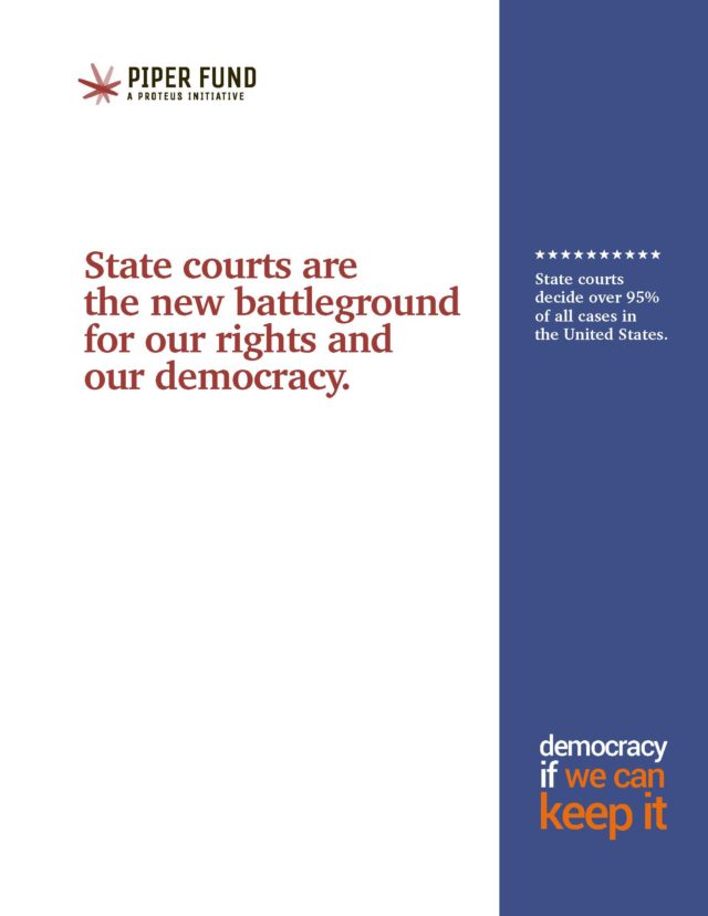 State courts are the new battleground for our rights and our democracy. State cournts decide over 95% of cases in the Untited States.